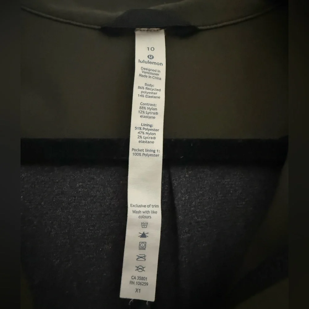 Lululemon Round Trip Jacket, Dark Olive, Woman’s Size 10 - Picture 4 of 7